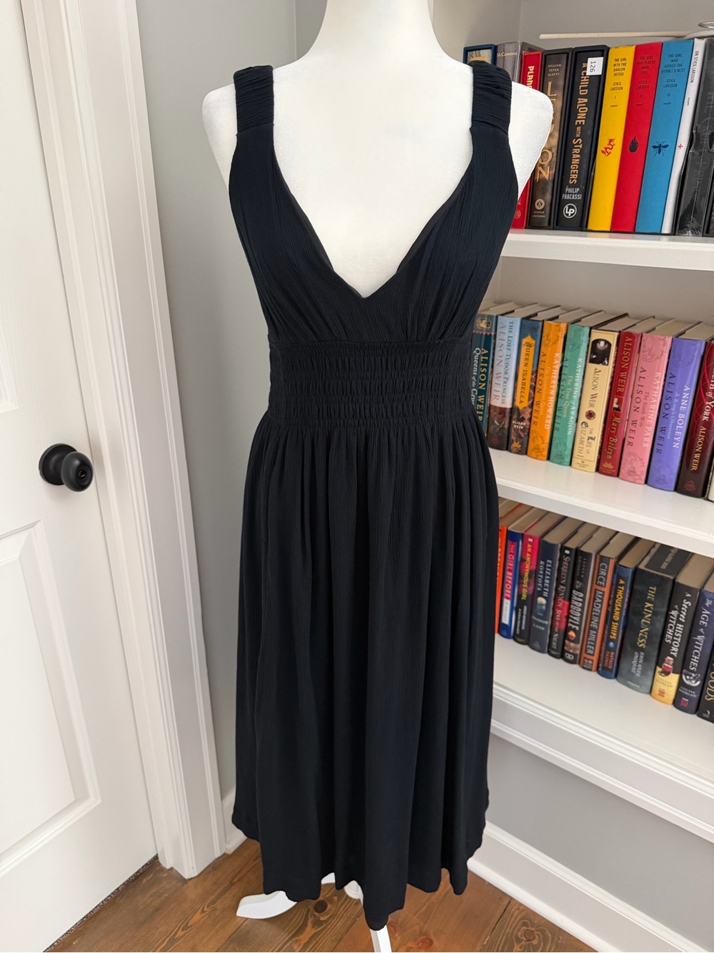 Abercrombie & Fitch Black Sleeveless V-Neck Midi Dress